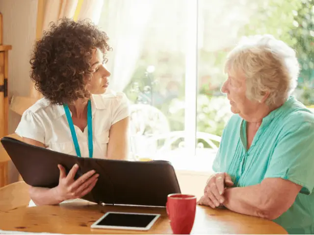 women talking about insurance
