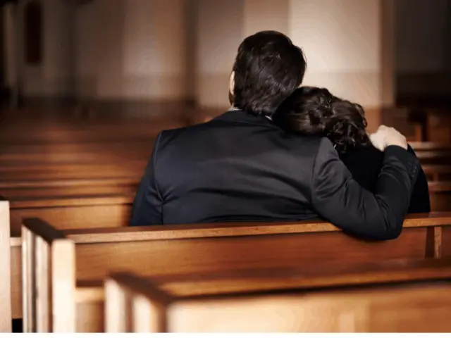 couple at a funeral